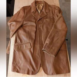 J Peterman Coat Mens 48R Brown GENUINE LEATHER Jacket